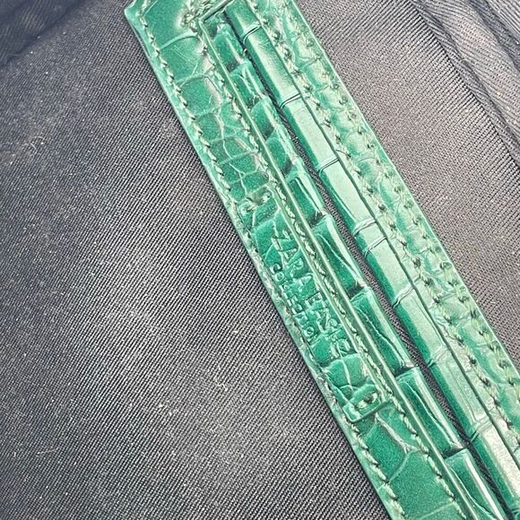 ZARA Basic Green Croc Embossed Faux Leather Top Handle Crossbody Zip Bag - Picture 14 of 15